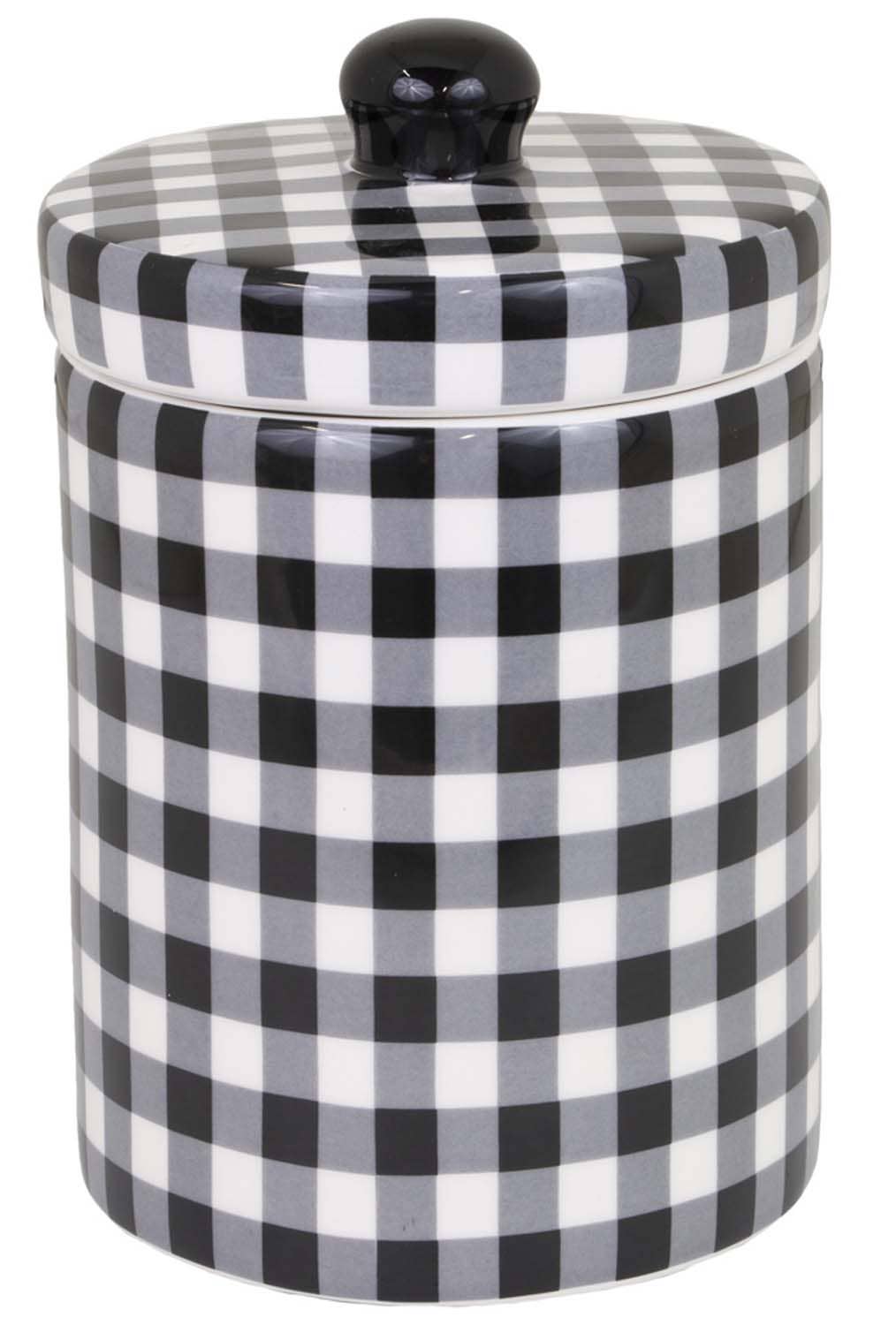 Black and White Gingham Jar