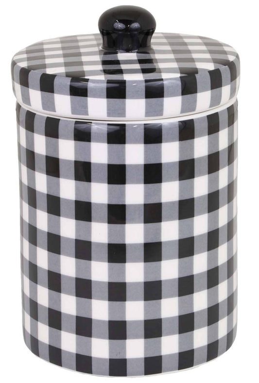 Black and White Gingham Jar