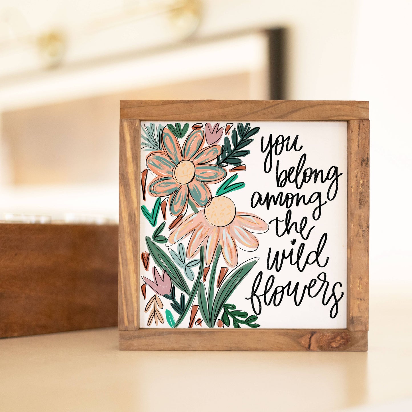 Among The Wild Flowers, Spring Sign, Spring Decor, Wood Sign