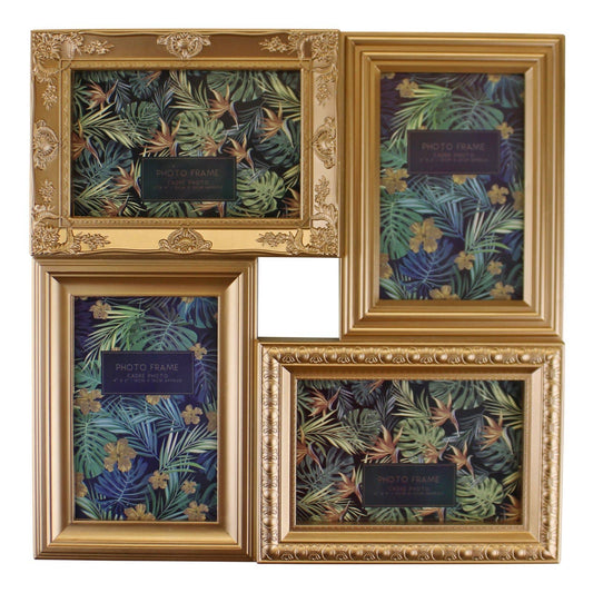 4 Photo Multi Gold Photo Frame, 33cm