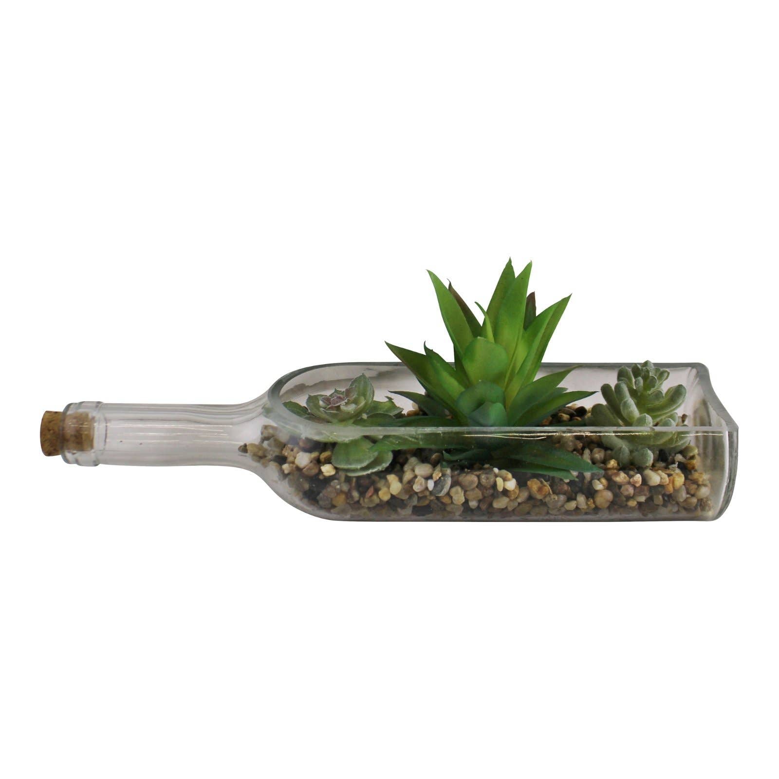 artificial succulents in glass containers 3 Assorted Faux Succulents In A Glass Bottle – Modern Vintage