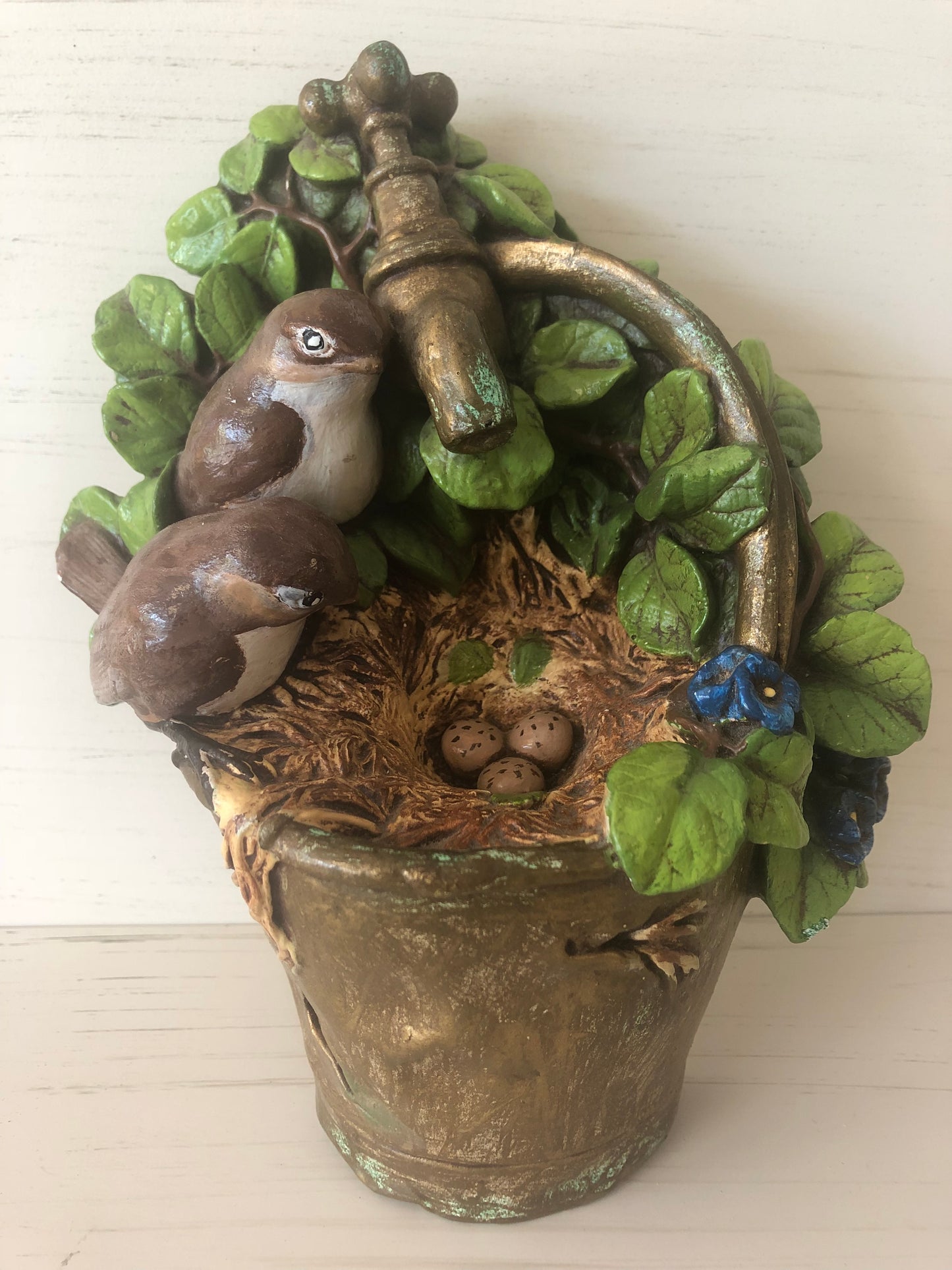 Vintage Plaster Bird Basket