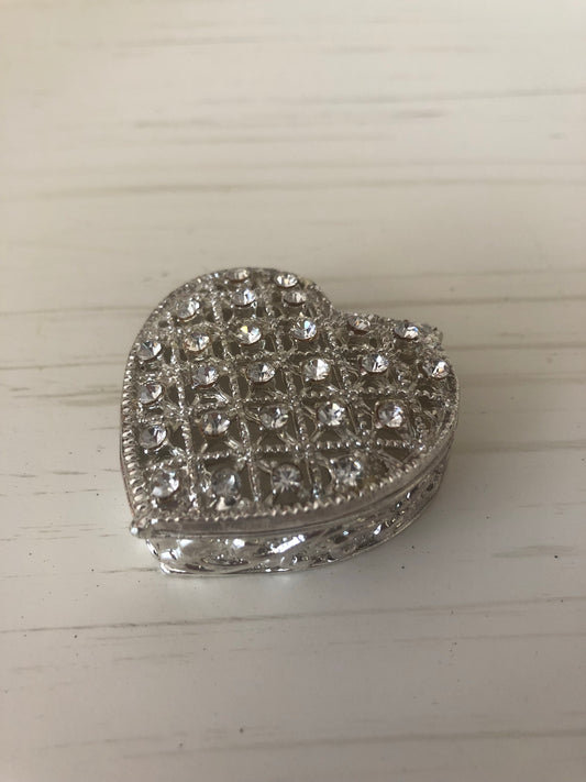 Rhinestone Heart Trinket Box