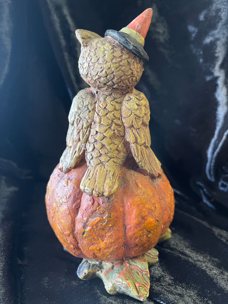 Bruce Elsass X Bethany Lowe Owl on Pumpkin