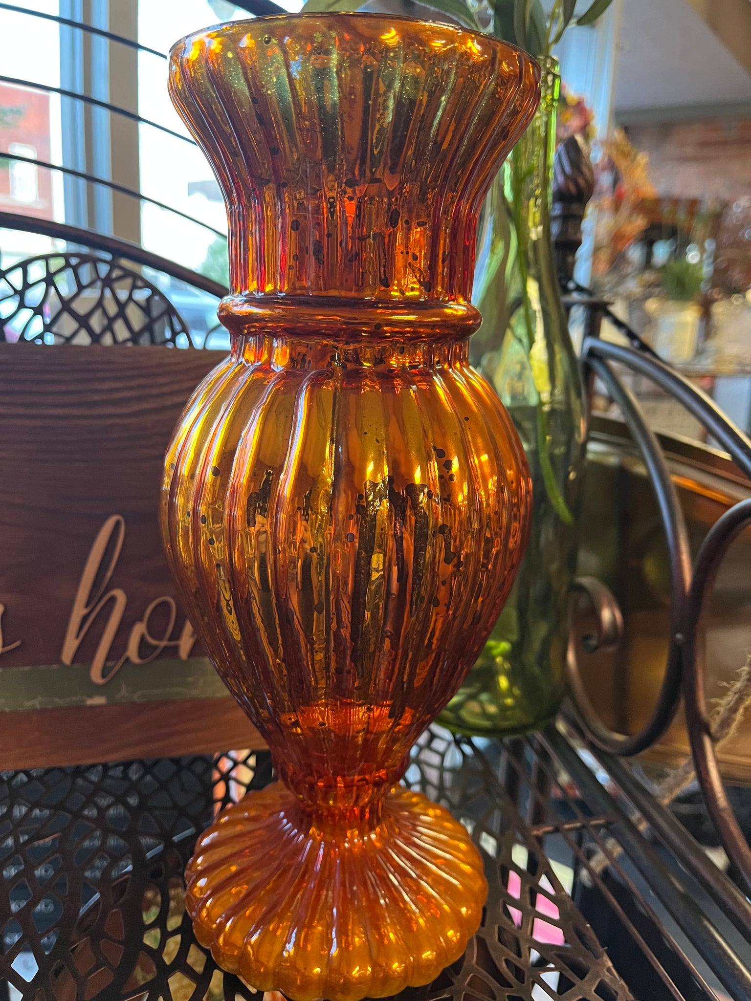 Orange Faux-Mercury Glass Vase