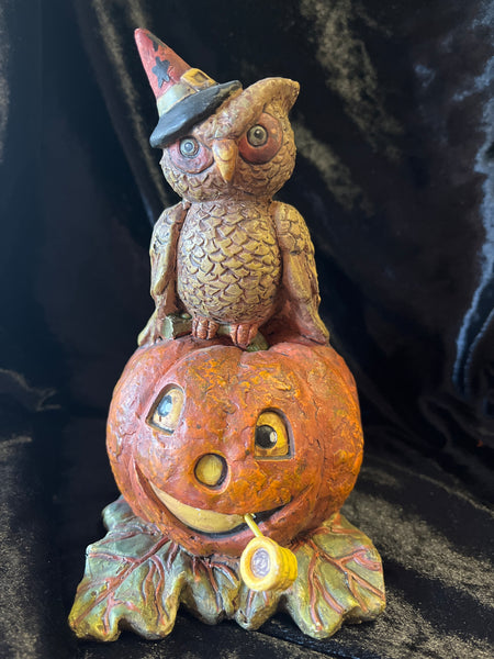 Bruce Elsass X Bethany Lowe Owl on Pumpkin