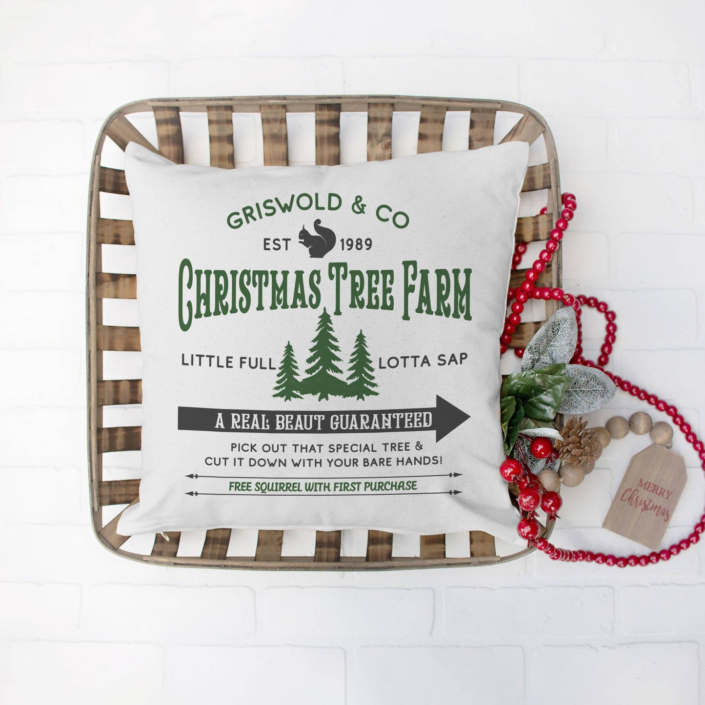 Christmas Vacation Throw Pillow Griswold Christmas Tree Farm