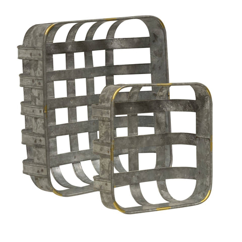 2/Set Washed Galvanized Metal Baskets