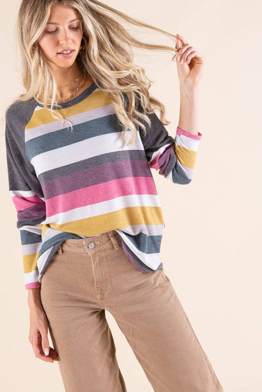 MULTI STRIPE COLOR BLOCK TOP