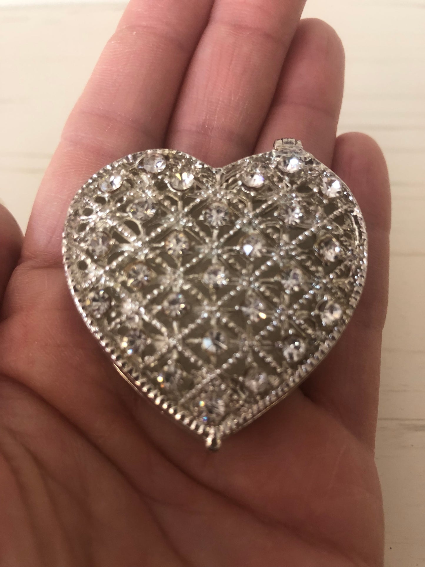 Rhinestone Heart Trinket Box