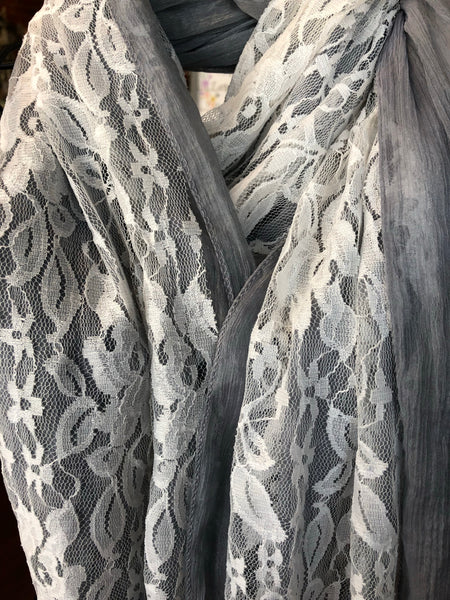 Gray & Lace Scarf