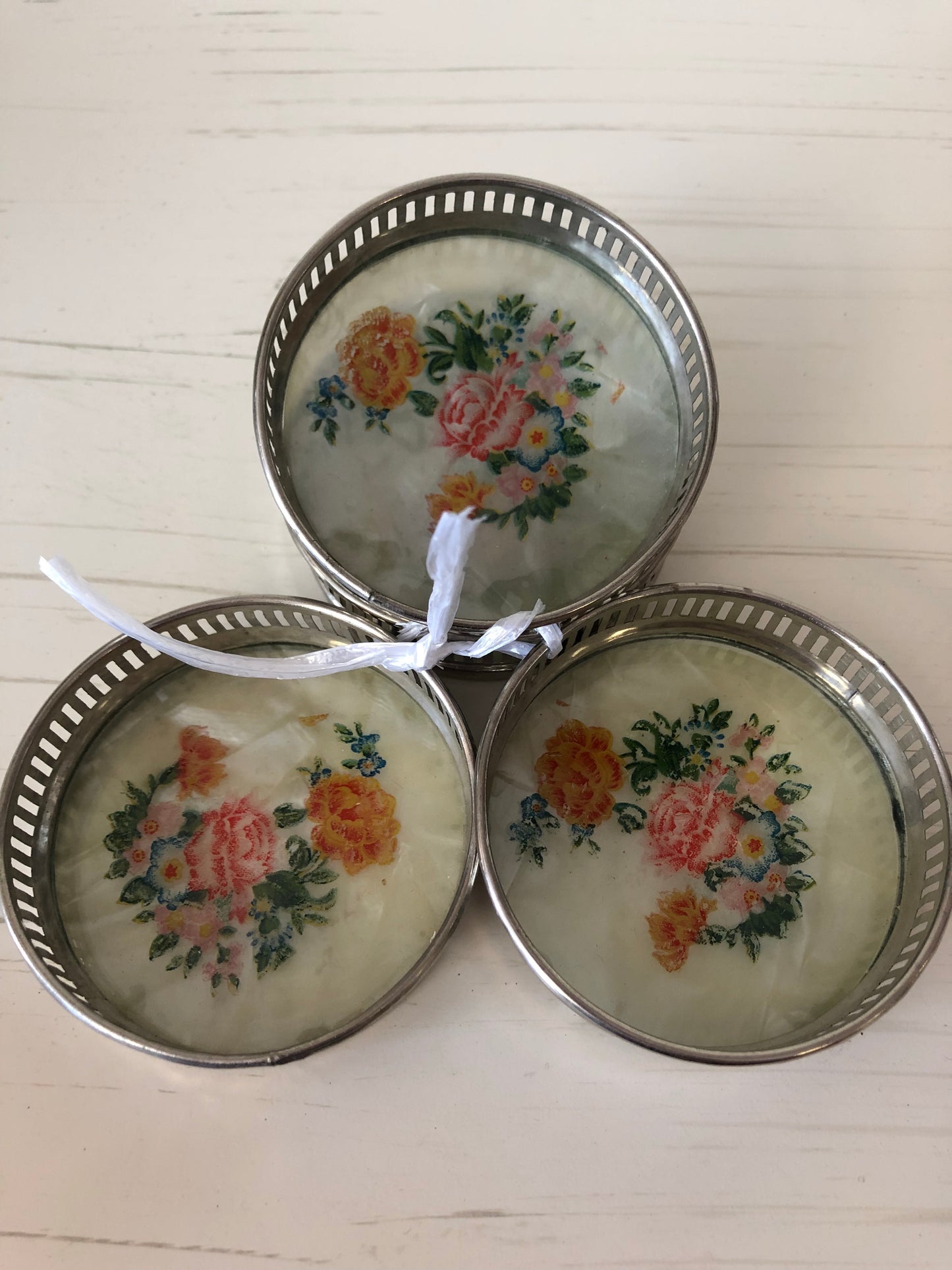 Vintage Floral Coasters s/4