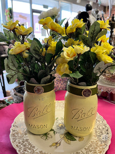Rosy Mason Jar Arrangement—Yellow