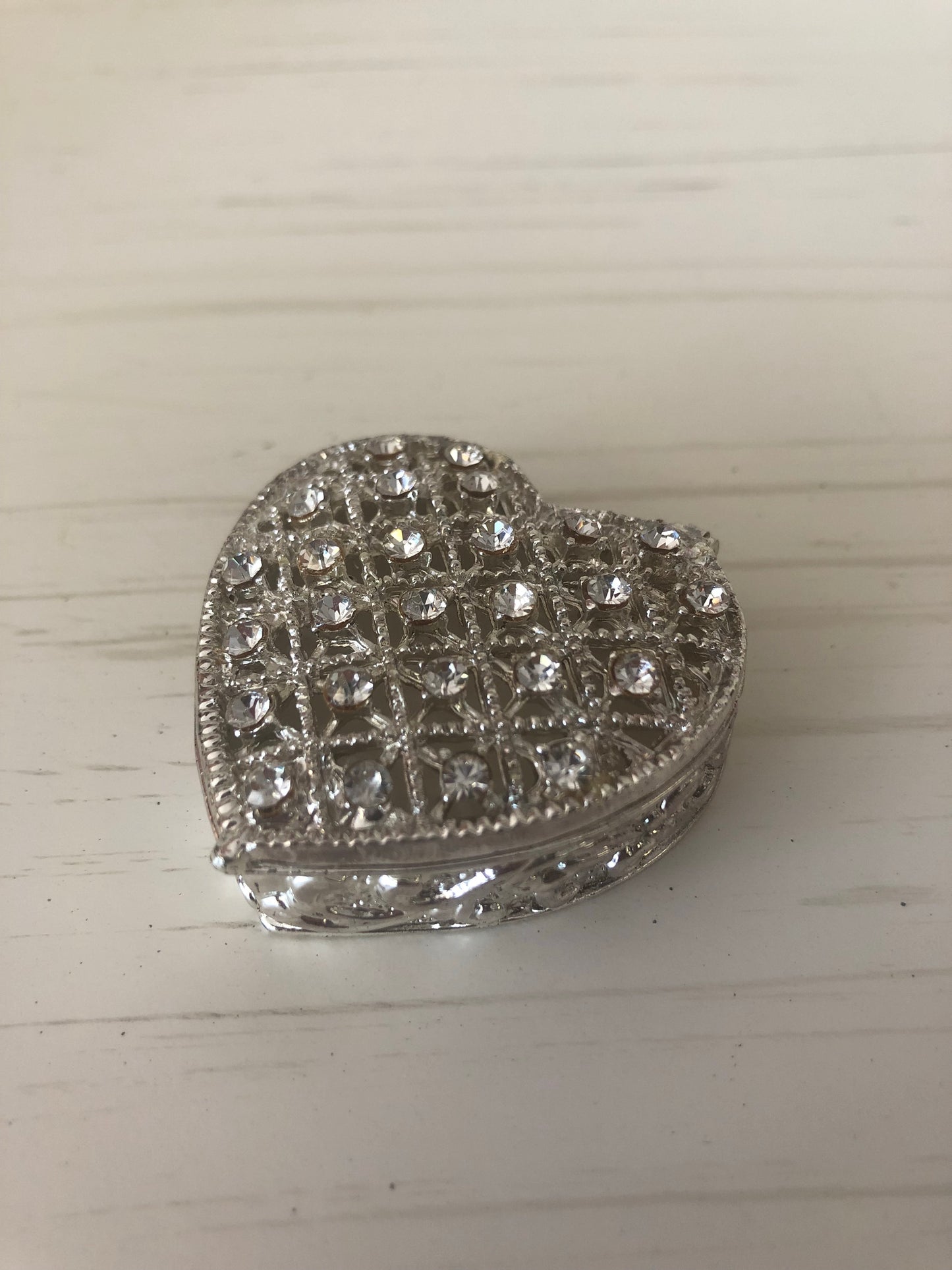 Rhinestone Heart Trinket Box
