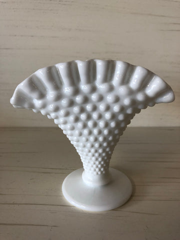 Milk Glass Fan Vase