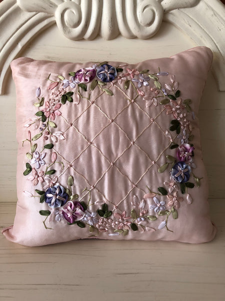 Ribbon Embroidered Pillow